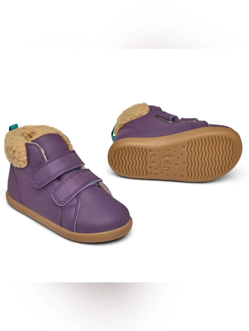 Ten Little Furry High Top Purple Boots Faux Fur Lining Size 6